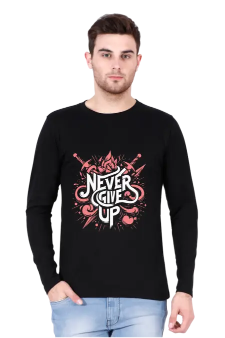 Never Give Up Men's Full Sleeve T-Shirt