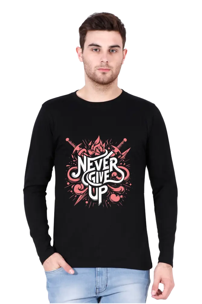 Never Give Up Men's Full Sleeve T-Shirt